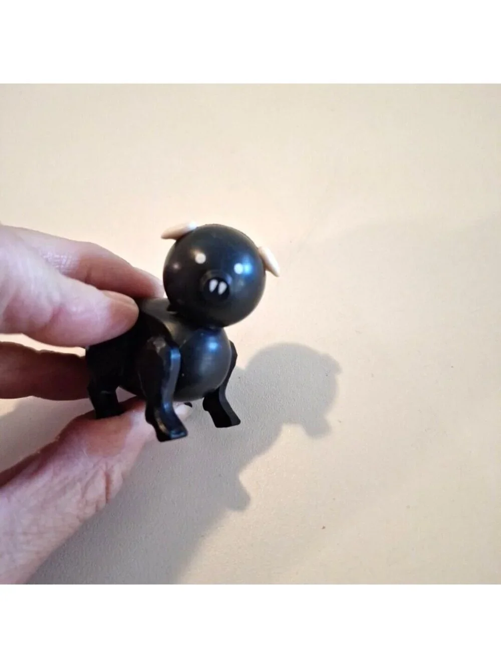 Black White Pig Little People Family Farm Vintage Hog Animal